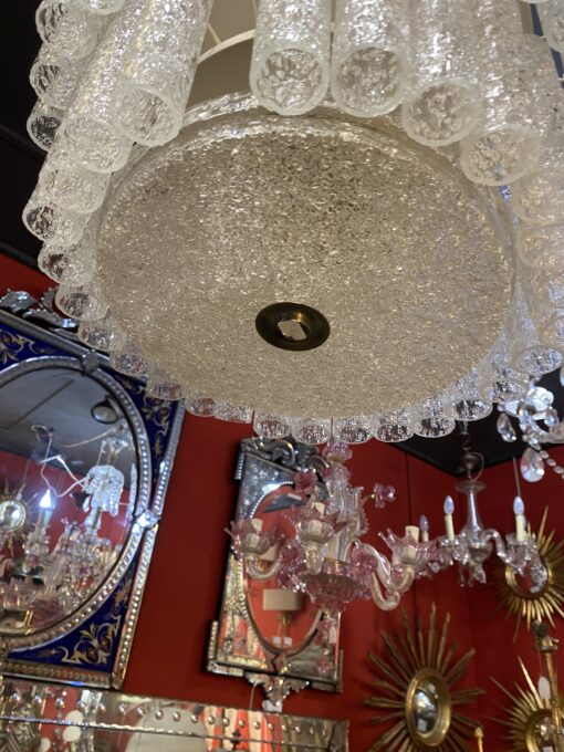 1970′ Doria Ceiling Chandelier 63 Blown Glass Crystals Design Venini Murano Ø 50 cm - Image 10