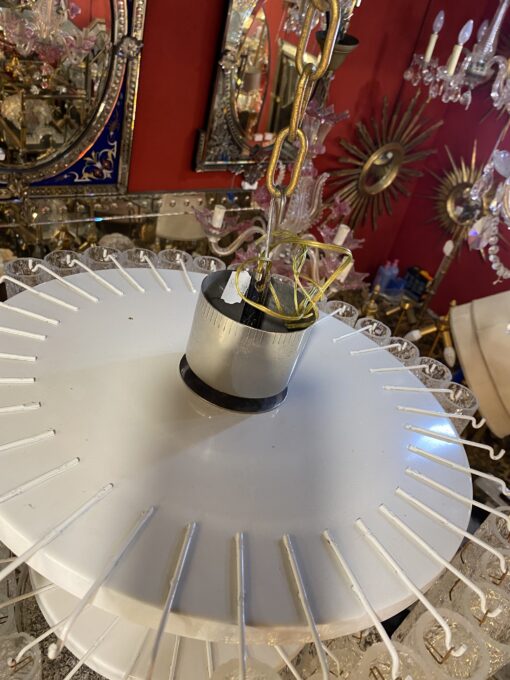 1970′ Doria Ceiling Chandelier 63 Blown Glass Crystals Design Venini Murano Ø 50 cm - Image 6