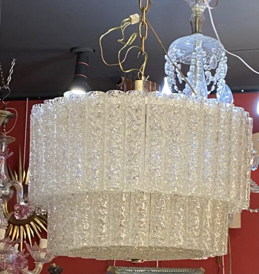 1970′ Doria Ceiling Chandelier 63 Blown Glass Crystals Design Venini Murano Ø 50 cm - Image 4