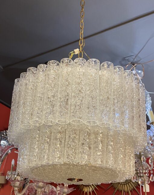 1970′ Doria Ceiling Chandelier 63 Blown Glass Crystals Design Venini Murano Ø 50 cm - Image 3