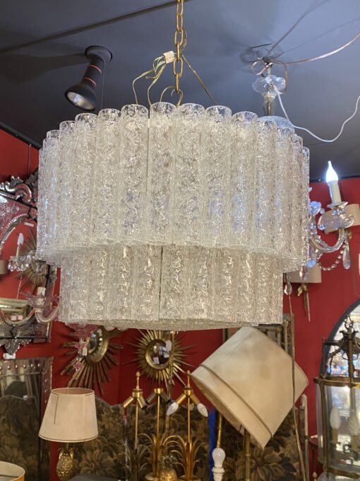 1970′ Doria Ceiling Chandelier 63 Blown Glass Crystals Design Venini Murano Ø 50 cm - Image 2