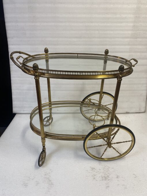 1970′ Rolling Bar Or Trolley In Gilt Bronze Maison Bagués