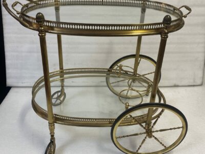 1970′ Bar Roulant Ou Desserte En Bronze Doré Maison Bagués