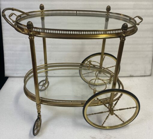 1970′ Bar Roulant Ou Desserte En Bronze Doré Maison Bagués