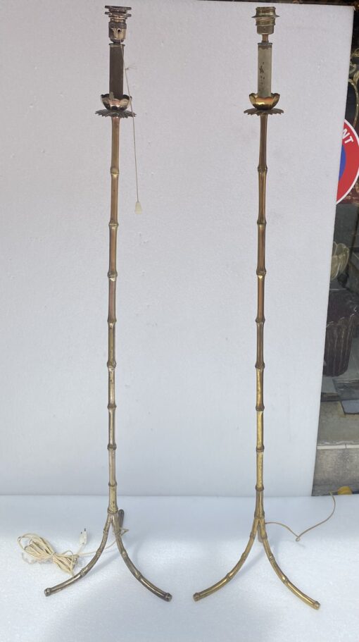 1970′ Series of 4 Bronze Floor Lamps Maison Jansen Bamboo Model H 160 cm - Image 5