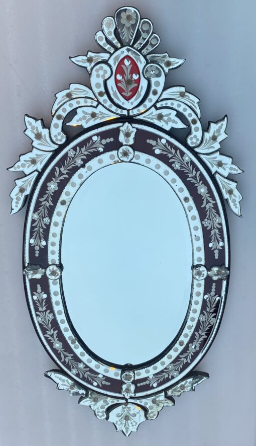 1970' Oval Venetian Mirror Purple Color H 107 X 50 cm - Image 11