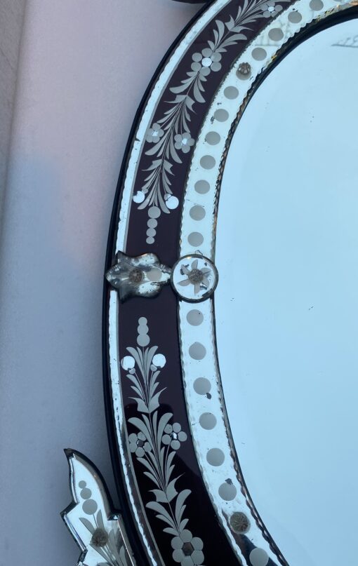 1970' Oval Venetian Mirror Purple Color H 107 X 50 cm - Image 10