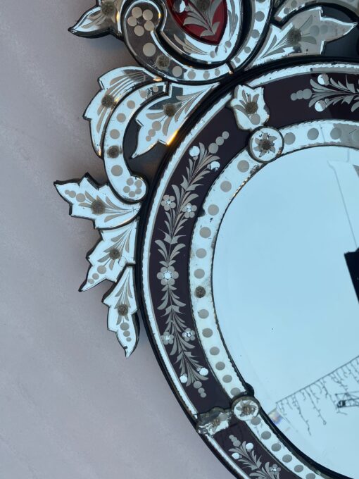 1970' Oval Venetian Mirror Purple Color H 107 X 50 cm - Image 8