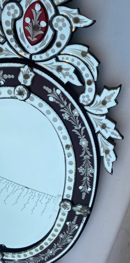 1970' Oval Venetian Mirror Purple Color H 107 X 50 cm - Image 6