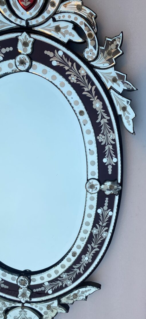 1970' Oval Venetian Mirror Purple Color H 107 X 50 cm - Image 4