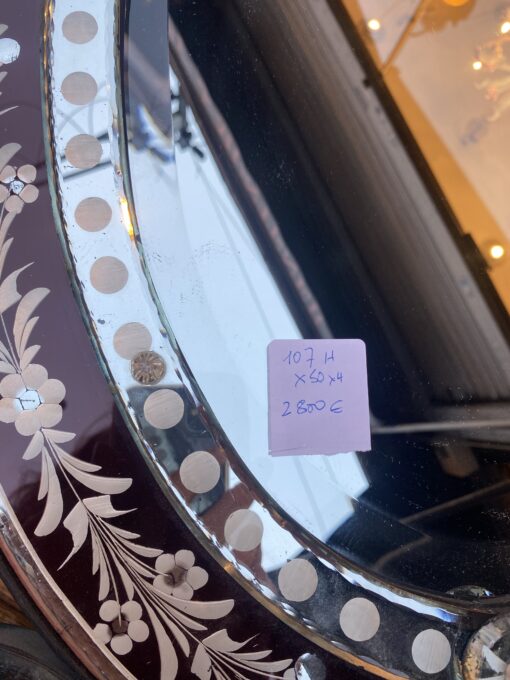 1970' Oval Venetian Mirror Purple Color H 107 X 50 cm - Image 2