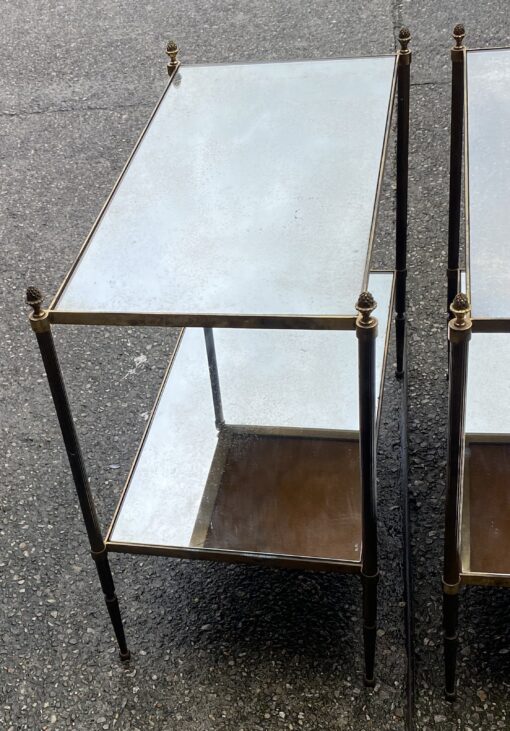 1970′ Pair of Square Side Tables Maison Baguès Mirror Trays Oxidized Aged Silver 34 X 64 X H 59 cm - Image 6