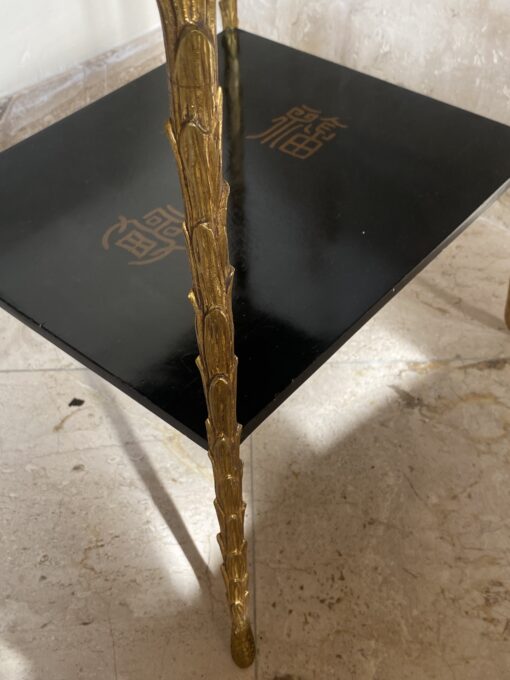 1950/70 ′ Maison Baguès Table Palm Tree Decor in Gilt Bronze With Chinese Lacquer Trays And Drawer 35 X 40 X H 61 CM - Image 8