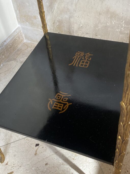 1950/70 ′ Maison Baguès Table Palm Tree Decor in Gilt Bronze With Chinese Lacquer Trays And Drawer 35 X 40 X H 61 CM - Image 7