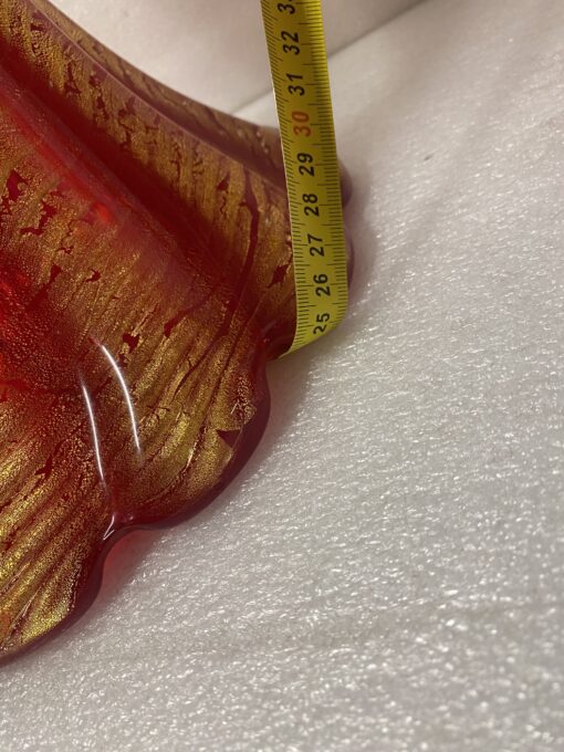 1970' Pair of Vases or Similar Murano Crystal Red Orange and Gold H 32 ø 25.5 cm - Image 3