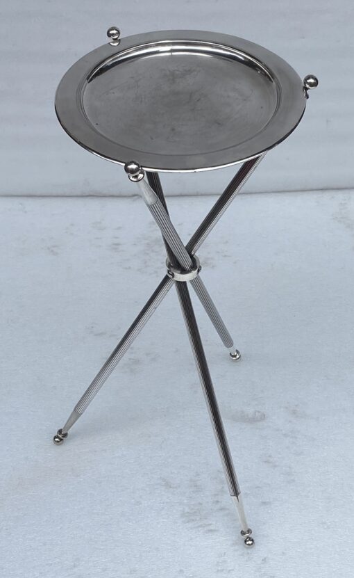 1950′ Silver Bronze Tripod Pedestal Table Maison Jansen or Bagués ø 34 cm H 59 cm