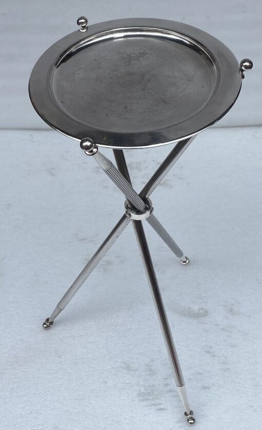 1950′ Silver Bronze Tripod Pedestal Table Maison Jansen or Bagués ø 34 cm H 59 cm - Image 11