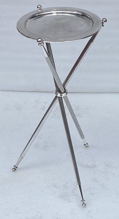 1950′ Silver Bronze Tripod Pedestal Table Maison Jansen or Bagués ø 34 cm H 59 cm - Image 10