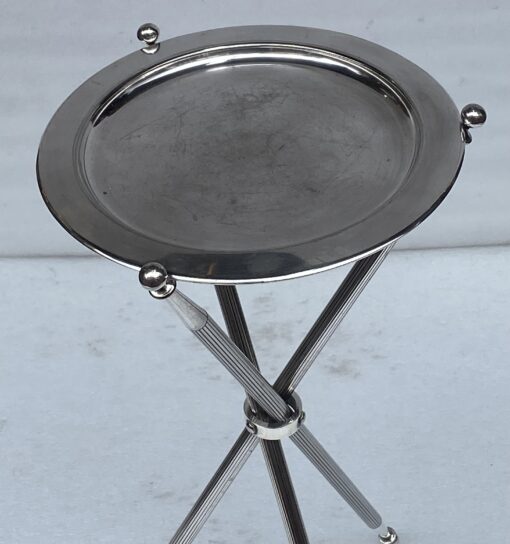 1950′ Silver Bronze Tripod Pedestal Table Maison Jansen or Bagués ø 34 cm H 59 cm - Image 9