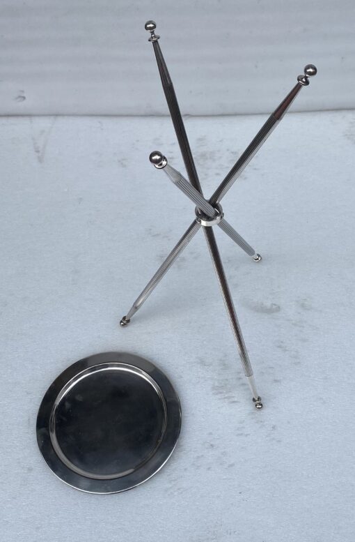 1950′ Silver Bronze Tripod Pedestal Table Maison Jansen or Bagués ø 34 cm H 59 cm - Image 6