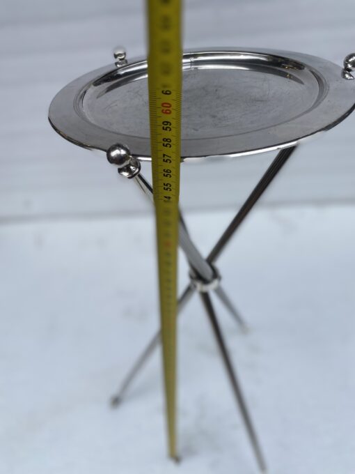 1950′ Silver Bronze Tripod Pedestal Table Maison Jansen or Bagués ø 34 cm H 59 cm - Image 3