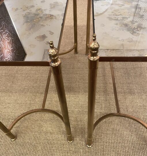 1970′ Pair of Bronze Sofa End Tables, Aged Oxidized Mirror Trays Maison Jansen 65 X 28 cm - Image 8