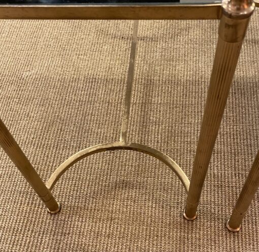 1970′ Pair of Bronze Sofa End Tables, Aged Oxidized Mirror Trays Maison Jansen 65 X 28 cm - Image 7