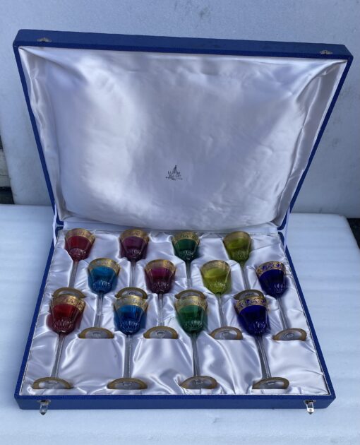 1950' Case 12 Crystal Glasses From St Louis Thistle Roemer