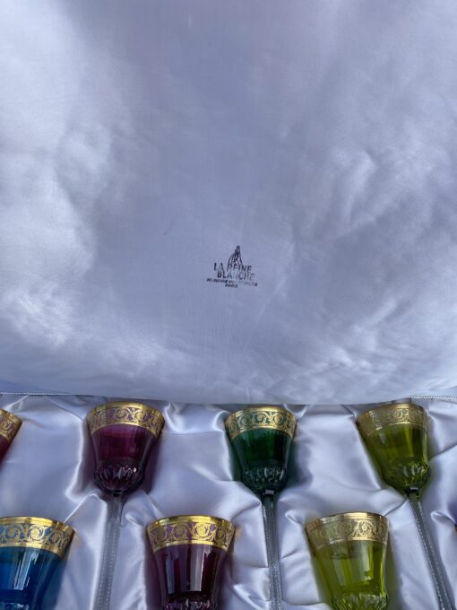 1950' Case 12 Crystal Glasses From St Louis Thistle Roemer - Image 7