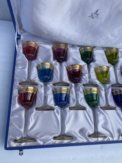 1950' Case 12 Crystal Glasses From St Louis Thistle Roemer - Image 6