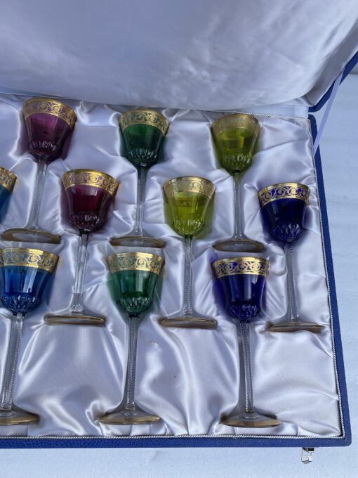 1950' Case 12 Crystal Glasses From St Louis Thistle Roemer - Image 4