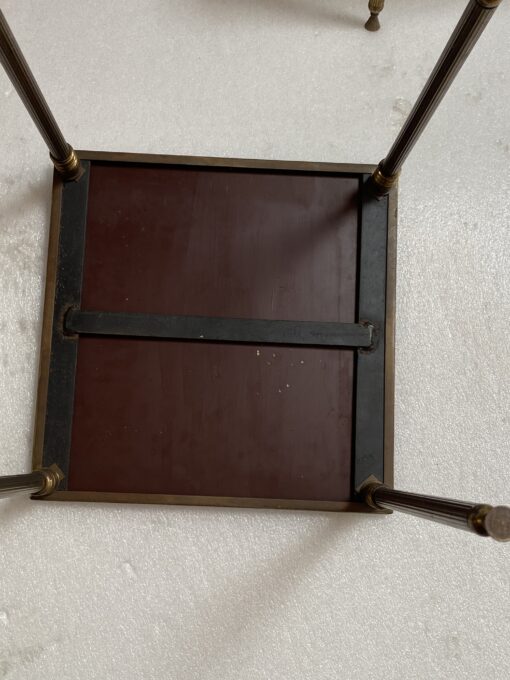 1970′ Set of 3 Maison Baguès Nesting Tables in Patinated Bronze,3 Aged Oxidized Mirror Tops 51 X 33 X H 42 cm - Image 4
