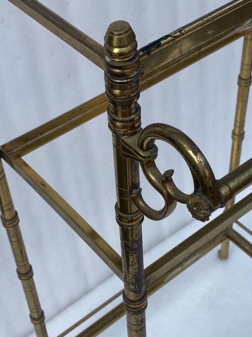 1970′ Maison Baguès 3-Level Bronze Shelf With Towel Holder Glass Trays 45 X 34 H 85 cm - Image 12