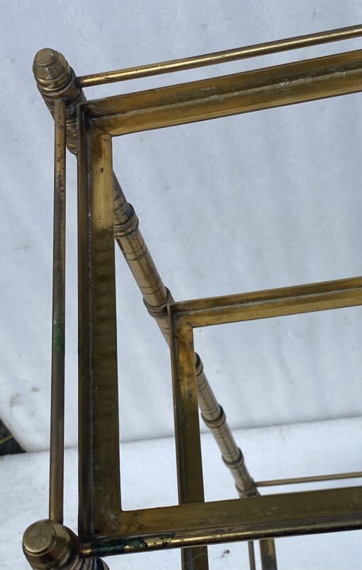 1970′ Maison Baguès 3-Level Bronze Shelf With Towel Holder Glass Trays 45 X 34 H 85 cm - Image 10