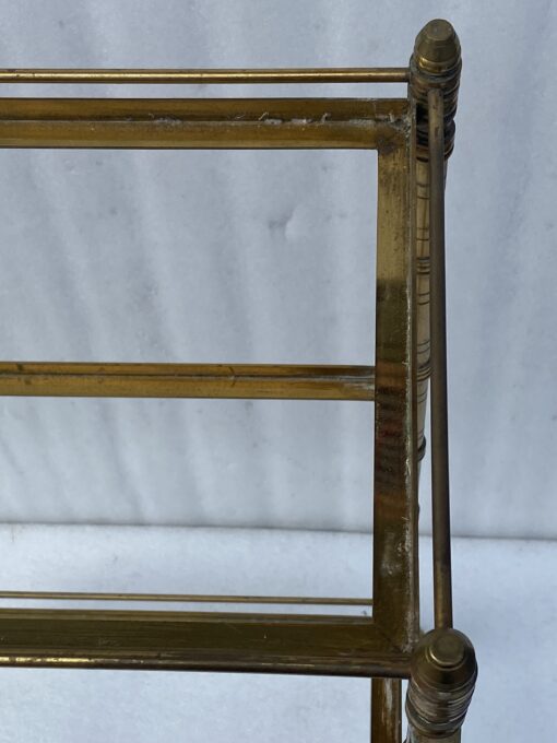 1970′ Maison Baguès 3-Level Bronze Shelf With Towel Holder Glass Trays 45 X 34 H 85 cm - Image 9