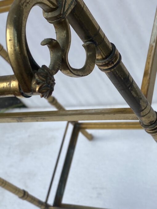 1970′ Maison Baguès 3-Level Bronze Shelf With Towel Holder Glass Trays 45 X 34 H 85 cm - Image 8
