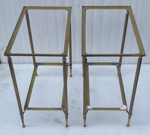 1970′ Pair of 2-Tier Brass End Tables Maison Baguès White Marble Top 49.5 X 30 X H 57 cm - Image 12