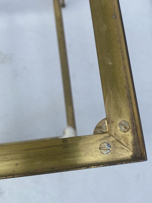 1970′ Pair of 2-Tier Brass End Tables Maison Baguès White Marble Top 49.5 X 30 X H 57 cm - Image 11