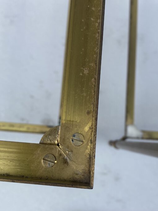 1970′ Pair of 2-Tier Brass End Tables Maison Baguès White Marble Top 49.5 X 30 X H 57 cm - Image 10