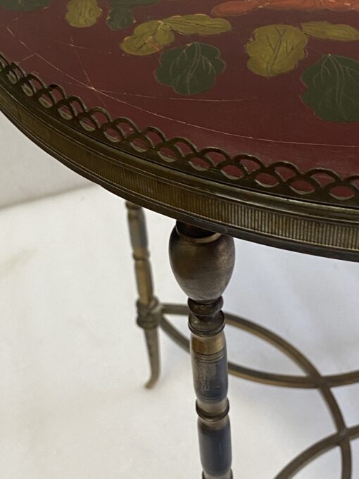 1950/70′ Round Bronze Coffee Table Bamboo Décor, Red Chinese Lacquer Top Maison Baguès Style Ø 40 H 461950/70′ Round Bronze Coffee Table Bamboo Décor, Red Chinese Lacquer Top Maison Baguès Style Ø 40 H 46 - Image 9