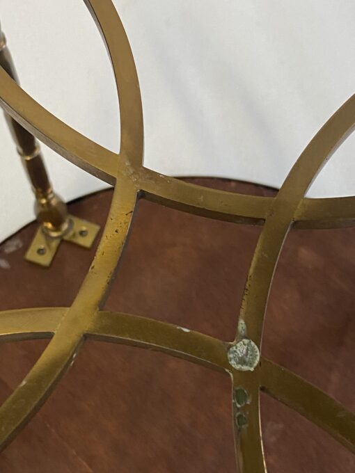 1950/70′ Round Bronze Coffee Table Bamboo Décor, Red Chinese Lacquer Top Maison Baguès Style Ø 40 H 461950/70′ Round Bronze Coffee Table Bamboo Décor, Red Chinese Lacquer Top Maison Baguès Style Ø 40 H 46 - Image 4