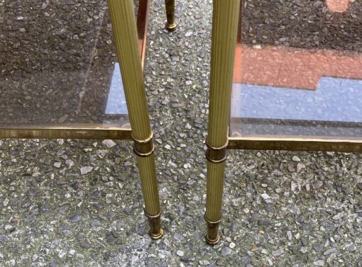1970′ Paire De Bouts De Canapés En Bronze à 2 Niveaux Maison Bagués Plateaux Verre Fumé 40 X 40 X H 57 cm – Image 10