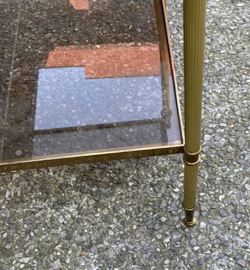 1970′ Paire De Bouts De Canapés En Bronze à 2 Niveaux Maison Bagués Plateaux Verre Fumé 40 X 40 X H 57 cm – Image 9