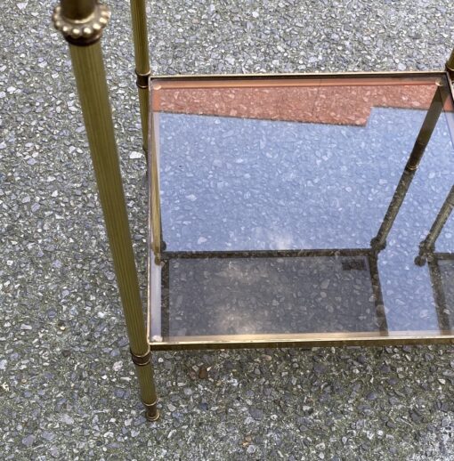 1970′ Paire De Bouts De Canapés En Bronze à 2 Niveaux Maison Bagués Plateaux Verre Fumé 40 X 40 X H 57 cm – Image 8