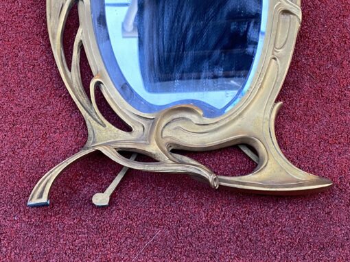 1900' Art Nouveau Bronze Floral Decor Mirror H 43 W 29 cm - Image 9