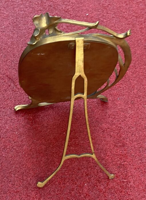 1900' Art Nouveau Bronze Floral Decor Mirror H 43 W 29 cm - Image 5