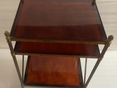 1970′ Bakelite Maison Baguès 3-Level Bronze Crossed Shelf with Daisy 32X40XH63.
