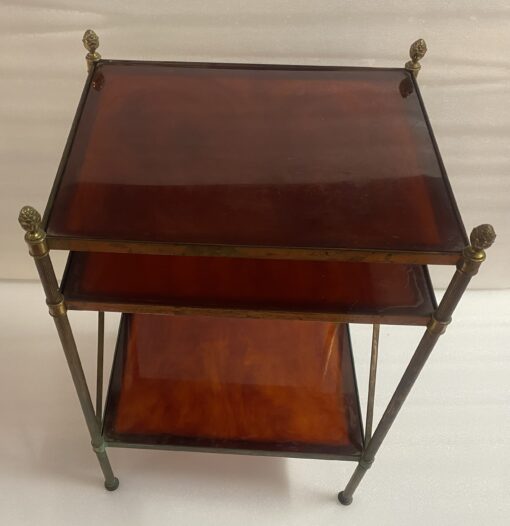 1970′ Bakelite Maison Baguès 3-Level Bronze Crossed Shelf with Daisy 32X40XH63.