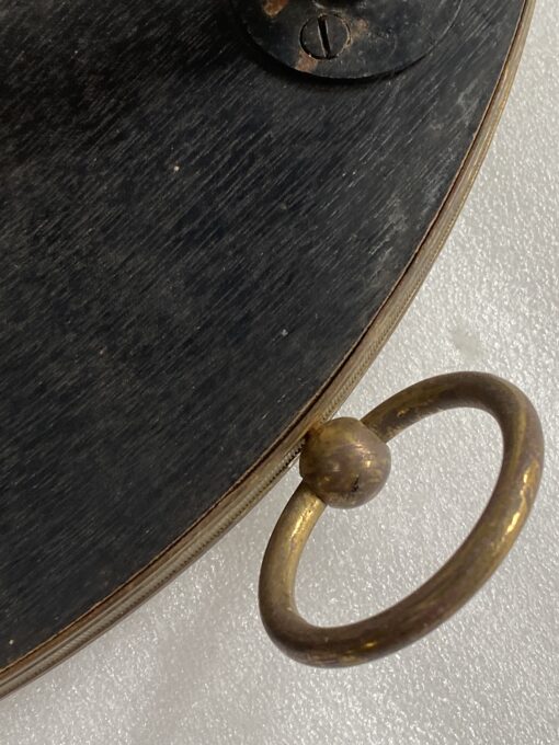 1950/70′ Wrought Iron Pedestal Table with Brass Ornaments Jacques Adnet Style Diameter 42 cm - Image 4