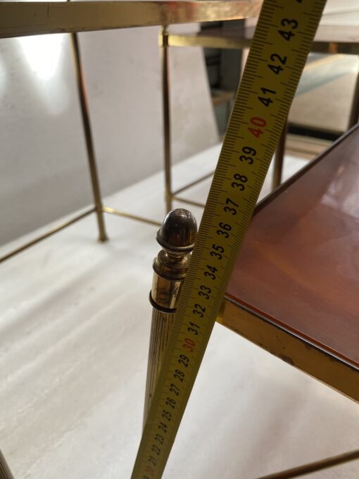 1970 ‘Serie 3 Nesting Tables Maison Baguès In Gilt Bronze, 3 Amber Bakelite Trays - Image 10